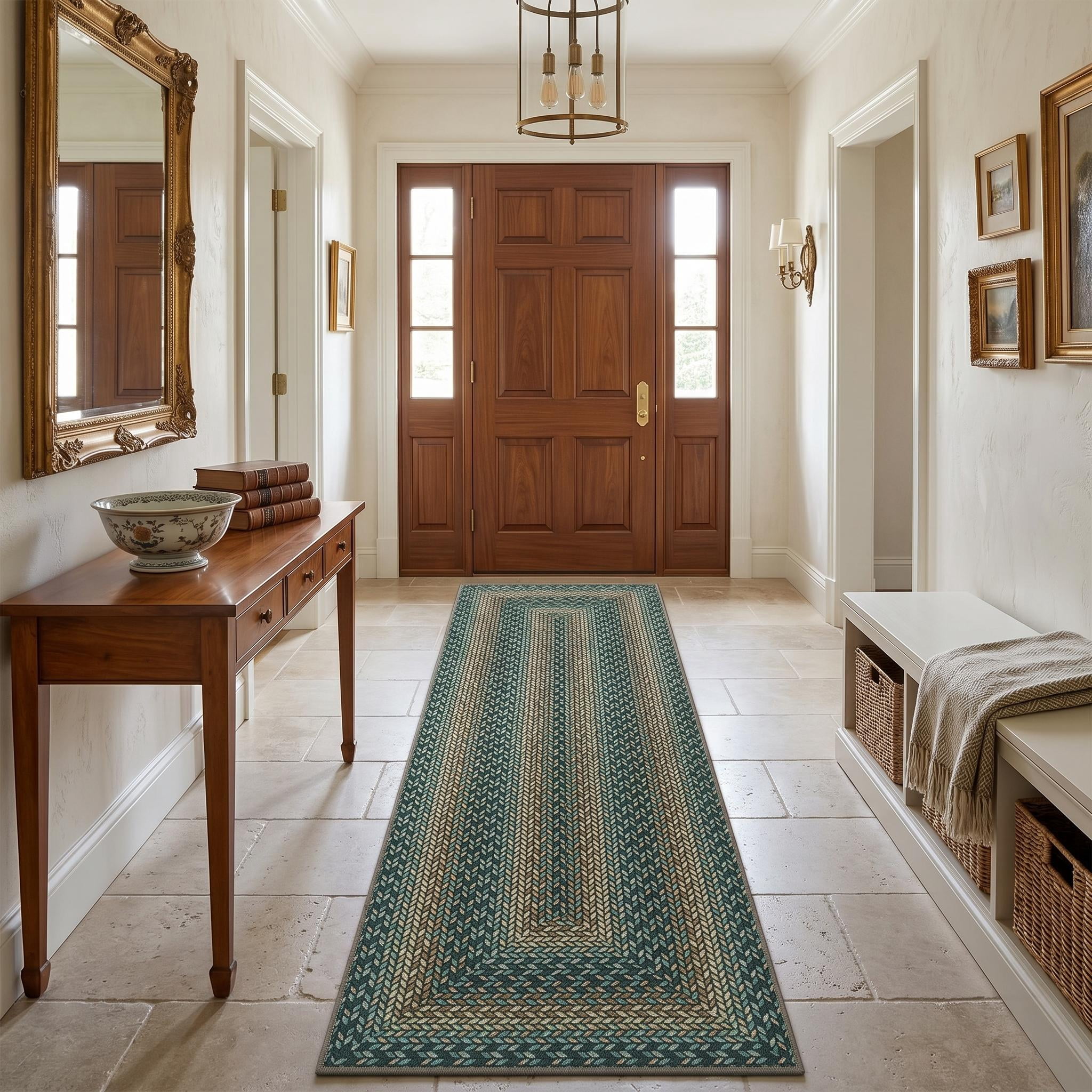 ZACOO 2'x6' Easy Jute Braided Border Machine Washable Runner Rug for ...