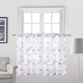 thumbnail image 1 of ZACOO 26"W x 30"L Sheer Cafe Curtains Floral Embroidered Jacquard Rod Pocket Curtains Faux Linen Textured Curtain for Bathroom Kitchen, 2 Panels, 1 of 6