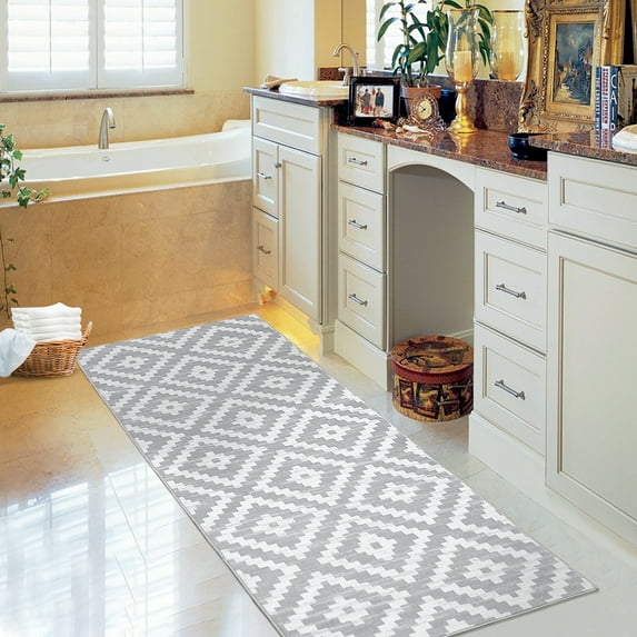 ZACOO 2x6 Hallway Runner Rug Washable Rug Non-Slip Low-Pile Rugs for Entryway Modern Geometric Rug, Gray