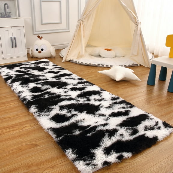 ZACOO 2x6 Runner Rug Shag Rug for Living Room Soft Plush Area Rug for Bedroom Non Shedding Throw Rugs Black and White