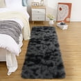 thumbnail image 1 of ZACOO 2x8 Feet Plush Hallway Runner Rug Fluffy Runner Rug Non-Slip Kitchen Rug Laundry Runner Rug for Bedroom Bedside, Black Grey, 1 of 7