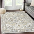 thumbnail image 1 of ZACOO 3' x 5' Machine Washable Area Rug Medallion Rug Oriental Persian Area Rug Floral Print Carpet Foldable Velvet Rug, Beige, 1 of 4