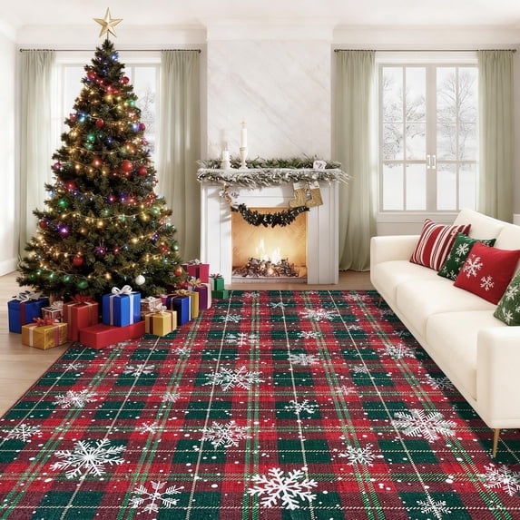 ZACOO 4'x6' Plaid Snowflake Area Rug for Living Room Bedroom, Wrinkle ...