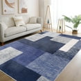 thumbnail image 1 of ZACOO 4'x6' Washable Area Rug Living Room Rugs Distressed Rug Geometric Indoor Rugs for Bedroom Non Shedding Floor Carpet, Navy Blue, 1 of 8