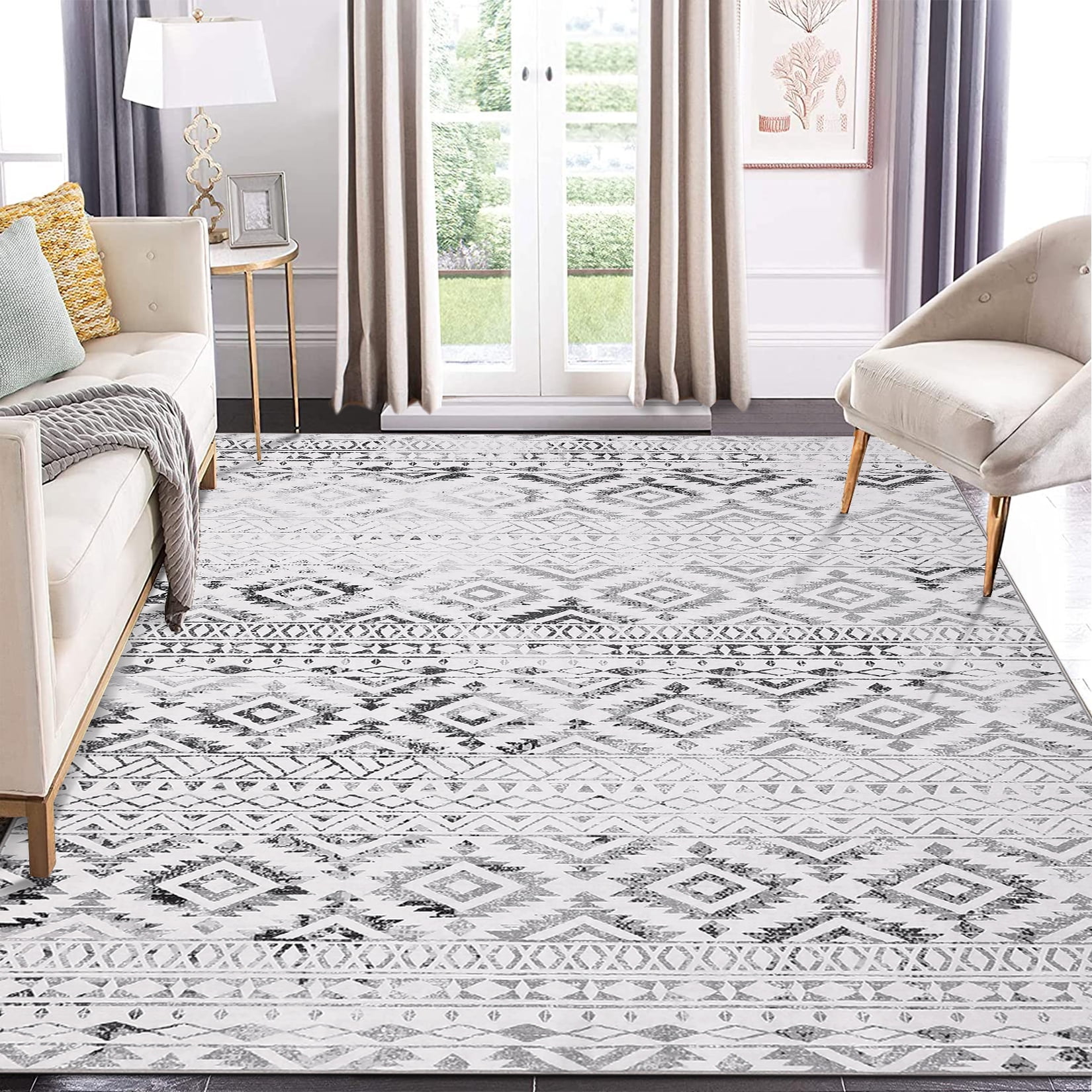 ZACOO 5' x 7' Rugs for Living Room Moroccan Geometric Living Room Rug ...