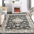 thumbnail image 1 of ZACOO 5' x 7' Vintage Distressed Area Rug for Living Room Bedroom Traditional Medallion Floral Non-Slip Stain Resistant Accent Rug Black, 1 of 7