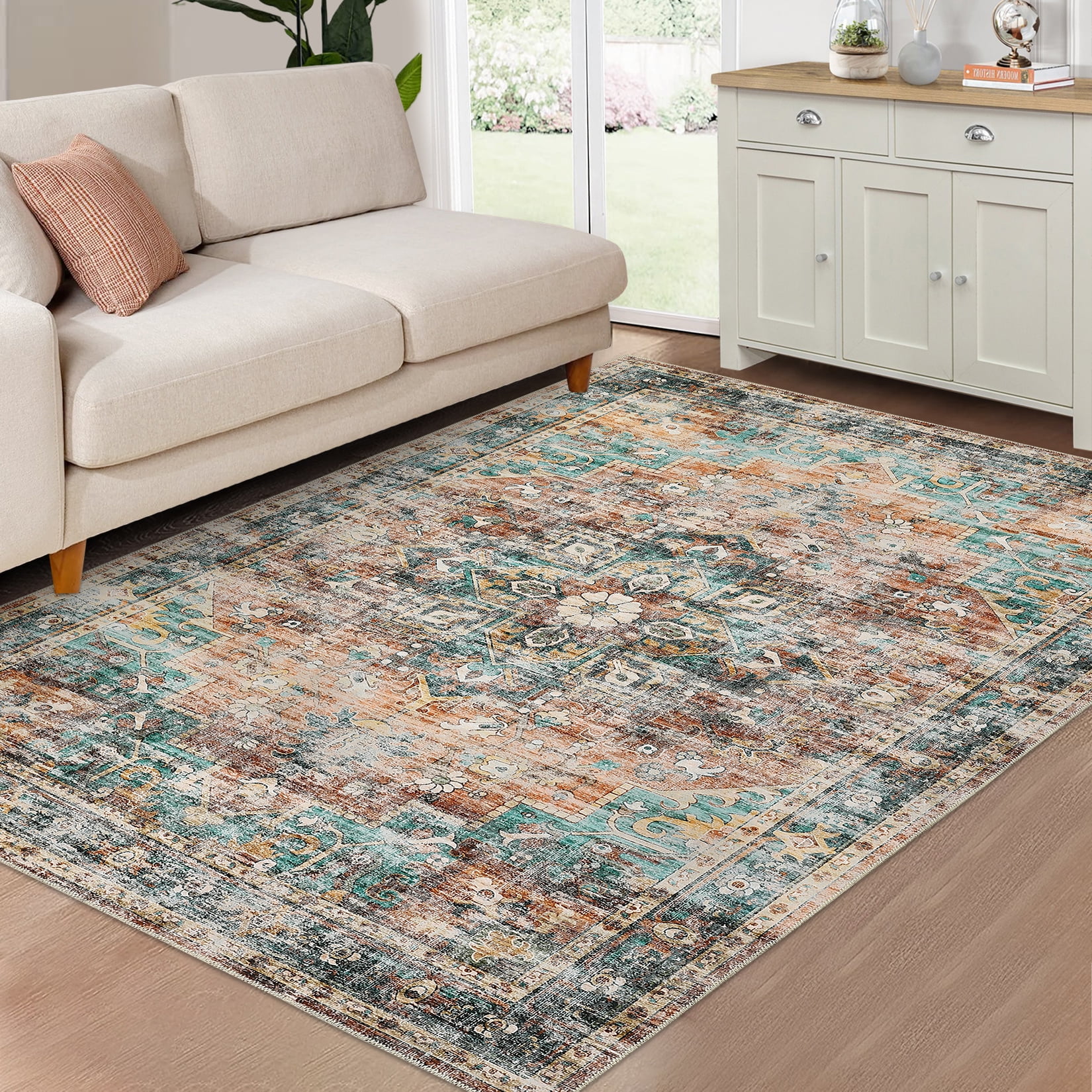 ZACOO 5' x 7' Vintage Distressed Area Rug for Living Room Bedroom