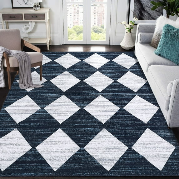 ZACOO 5'x7' Area Rug Indoor Floor Cover Carpet for Bedroom Machine Washable Rug Indoor Foldable Accent Rug for Living Room Bedroom Dining Room, Navy Blue