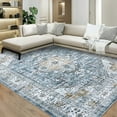 thumbnail image 1 of ZACOO 5'x7' Area Rug Vintage Persian Floral Rug Distressed Rug Non-Shedding Stain Resistant Accent Rug Soft Foldable Rug for Dining Room Office, Blue, 1 of 8