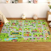 ZACOO 5'x7' Kids Rug City Road Rug Car Street Traffic Play Carpet Soft Thick Non Slip Learning Rug for Kids Toddler Nursery Playroom Classroom, Gray