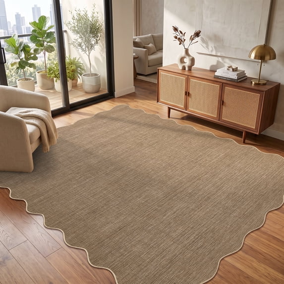 ZACOO 5'x7' Solid Easy Jute Area Rug Washable Low Pile Non Slip ...