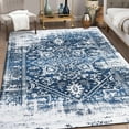 thumbnail image 1 of ZACOO 5'x7' Vintage Persian Rug Floral Medallion Area Rug Oriental Boho Print Rug Non Shedding Soft Foldable Throw Carpet for Dorm Nursery, Navy Blue, 1 of 6