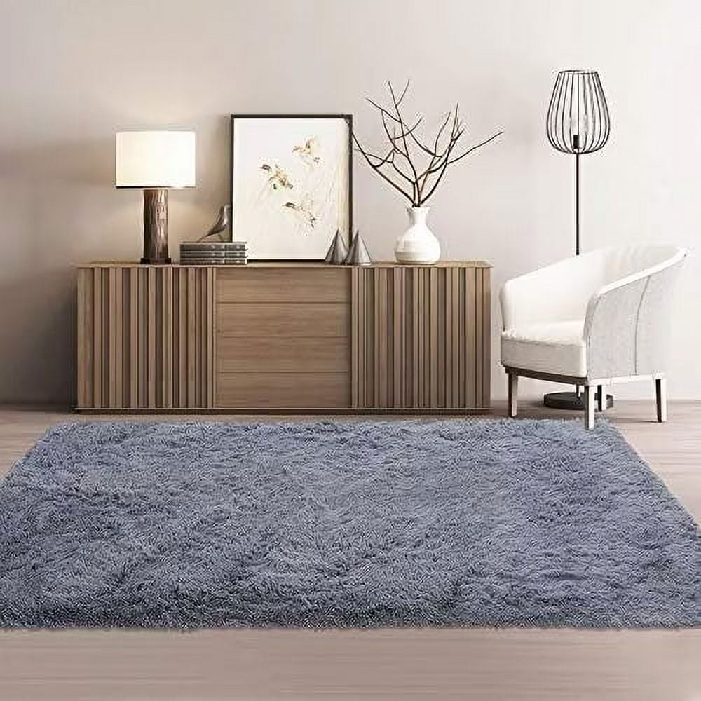ZACOO 5'x8' Feet Gray Fluffy Area Rug Faux Shaggy Indoor Accent Rug