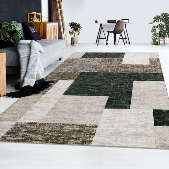 ZACOO 5'x8' Living Room Area Rug for Bedroom Soft Velvet Rug Low Pile Washable Non Slip Indoor Carpet for Dining Room Nursery, Brown
