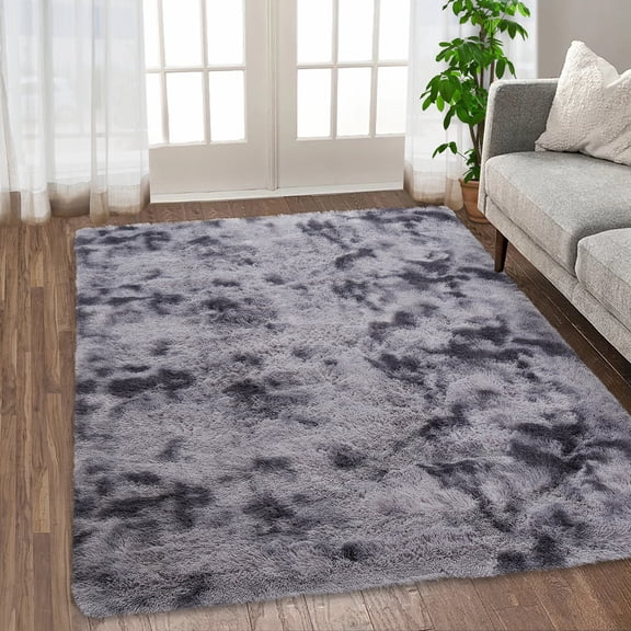 ZACOO 6'x9' Shag Area Rug Dark Gray Furry Shaggy Extra Large Fluffy Shag Rugs Carpet Shag Rug for Living Room Bedroom Kids Baby Room