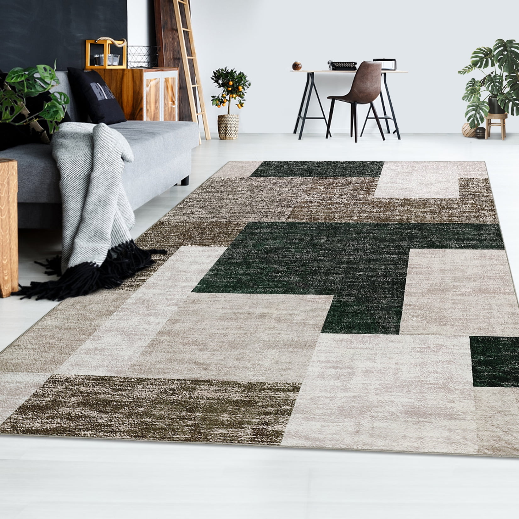 ZACOO 8' x 10' Geometric Area Rug Modern Indoor Area Rug Foldable Floor