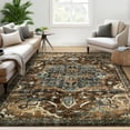 thumbnail image 1 of ZACOO 8'x10' Large Area Rug Boho Low Pile Area Rug Machine Washable Living Room Rug Indoor Floor Cover Carpet for Office House Decor, Brown/Green, 1 of 8