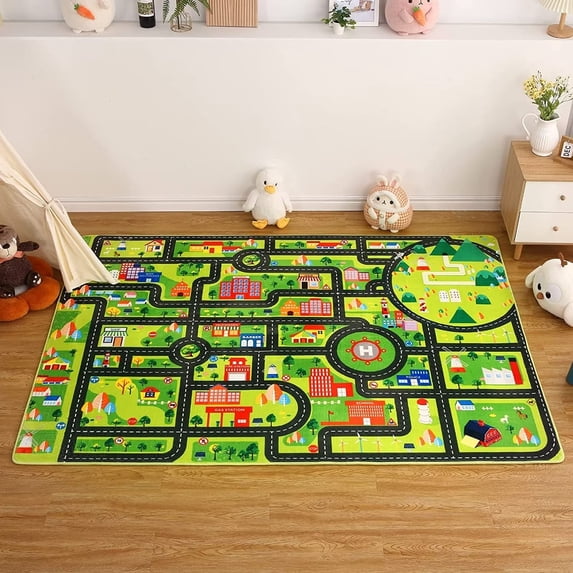 ZACOO 8'x10' Large Kids Carpet Rug Traffic Road Educational Learning Carpet for Classroom, Game Play Area Rug for Kids and Crawling Nursery, Black