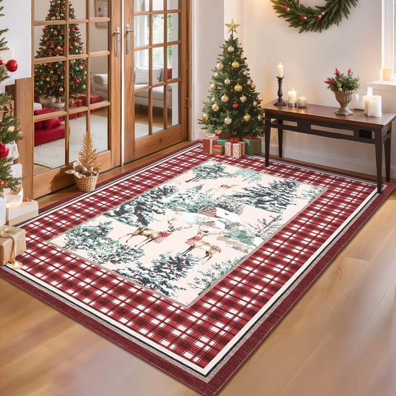 ZACOO 8'x10' Wrinkle Resistant Machine Washable Foldable Winter Forest ...