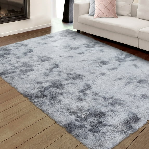 ZACOO 8' x 10' Large Area Rug High-Pile Plush Shag Rug Perfect for Living Rooms, Bedrooms, Dining Rooms, Light Grey