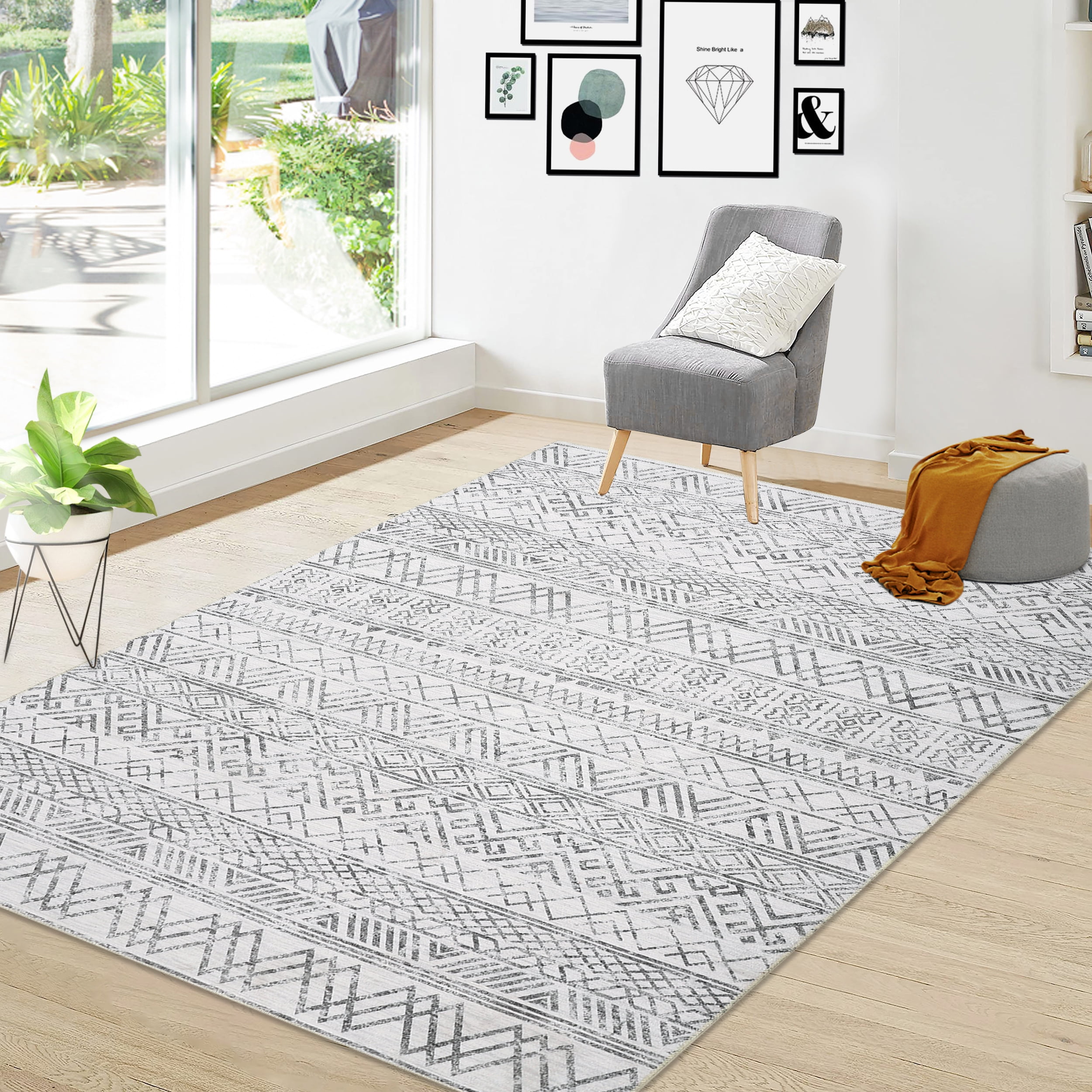 ZACOO 9' x 12' Large Moroccan Bathroom Area Rug for Living Room Machine Washable Area Rug Non ...