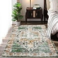 thumbnail image 1 of ZACOO 9' x 12' Foldable Large Accent Rug Lightweight Carpet Machine Washable Area Rug Non-Slip Low Pile Rug, Green Multi, 1 of 6