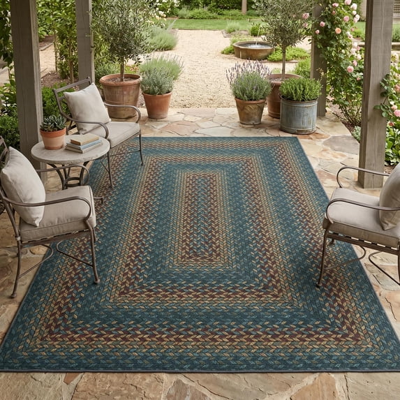 Livingroon Rug ZACOO 9'x12' Easy Jute Braided Border Machine Washable Area Rug for ...
