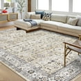 thumbnail image 1 of ZACOO 9x12 Living Room Area Rug Boho Accent Throw Large Floor Covers Washable Rug Non-Slip Stain Resistant Vintage Carpet Rug for Bedroom Home Office, Light Tan, 1 of 8