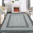 thumbnail image 1 of ZACOO 9x12 Modern Imitation Braided Print Pattern Large Area Rug Low Pile Neutral Soft Nursery Rug Non Slip Farmhouse Floor Cover, Grey, 1 of 7