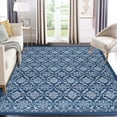 thumbnail image 1 of ZACOO 9x12 for Living Room Bedroom Washable Rug Floral Print Rug Indoor Low Pile Floor Living Room Bedroom Dining Accent Rug Blue, 1 of 6