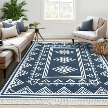 ZACOO Area Rug 4' x 6'Indoor Floor Soft Rug Mat Foldable Accent Rug for Living Room Bedroom Dining Room Machine Washable Rug, Blue