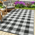 ZACOO Outdoor Reversible Mats Geometric Plastic Straw Rug Waterproof