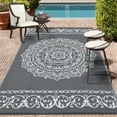 thumbnail image 1 of ZACOO Outdoor Rug Carpet Waterproof 5x8 Feet Reversible Patio Rug Outdoor Camping Rug for Backyard Deck Balcony Porch Beach, Blue/White, 1 of 8