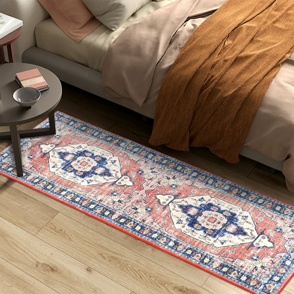 ZACOO Persian Runner Non-Skid Area Rug Entryway Rug Washable Hallway Runner Rug, Pink, 2' x 6'