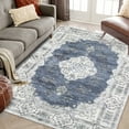 thumbnail image 1 of ZACOO Washable Area Rug 5x7 Bedroom Rug Vintage Oriental Non-Slip Rug Boho Accent Throw Rug Stain Resistant Carpet for Dining Room Bedroom Office, Blue, 1 of 8