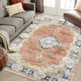 thumbnail image 1 of ZACOO Washable Area Rug 5x7 Bedroom Rug Vintage Oriental Non-Slip Rug Boho Accent Throw Rug Stain Resistant Carpet for Dining Room Bedroom Office, Orange, 1 of 8