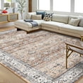 thumbnail image 1 of ZACOO Washable Area Rug 5x7 Bedroom Rug Vintage Oriental Non-Slip Rug Boho Accent Throw Rug Stain Resistant Carpet for Dining Room Bedroom Office classroom Nursery, Brick Red, 1 of 8
