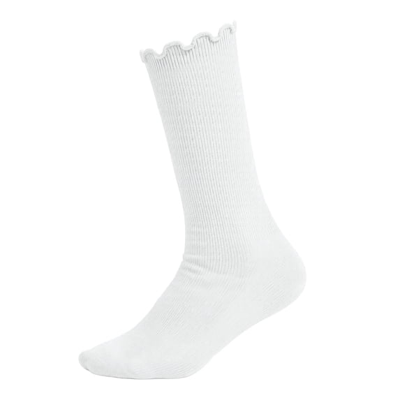 ZACPNCV 1 Pair Girls Ruffle Socks Cute Frilly Crew Socks for Toddler Kids Breathable Ribbed Knit Ankle Socks School Uniform Socks C-White