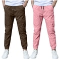 thumbnail image 1 of ZACPNCV 2 Pack Boys Linen Pants Summer Chino Pants Drawstring Trousers Lightweight Athletic Pant Casual Pant School Uniform Hot Pink 5-6 Years, 1 of 9