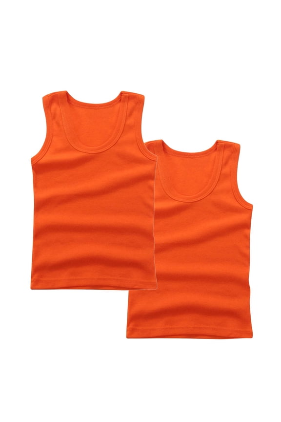 2 Pcs Girls Dance Tank Top Racerback Crop Tank Top Sleeveless Dance Top for Ballet Gymnastics Dancewear Orange 13-14 Years