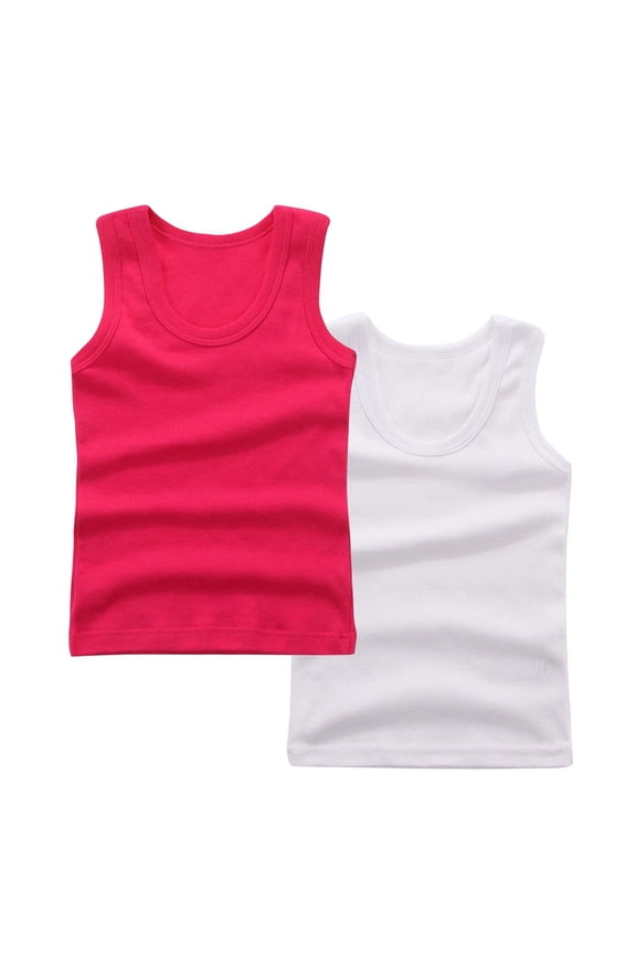 2 Pcs Girls Dance Tank Top Racerback Crop Tank Top Sleeveless Dance Top for Ballet Gymnastics Dancewear White 2-3 Years