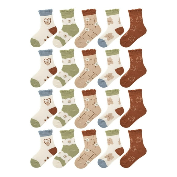 ZACPNCV 20 Pairs Baby Boy Girl Socks Wholesale Baby Cotton Socks Toddler Kids Socks Bundle Coffee 1-3 Years