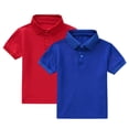 thumbnail image 1 of ZACPNCV 2PC Boys Shirts Kids School Uniform Short Sleeve Tops Cozy Stretch Golf Shirt Lightweight Button Lapel Collar Tshirt Blue 3-4 Years, 1 of 9