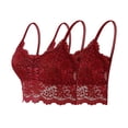 thumbnail image 1 of ZACPNCV 2PC Lace Bralettes for Women Bralette Padded Lace Bandeau Bra Burgundy XL, 1 of 7