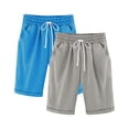 thumbnail image 1 of ZACPNCV 2PC Shorts for Girls Summer Casual Knee Length Bermuda Shorts Kids High Waisted Drawstring Short Pants Teen Girls Clothes Light Blue 12-13 Years, 1 of 5