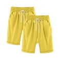 thumbnail image 1 of ZACPNCV 2PC Shorts for Girls Summer Casual Knee Length Bermuda Shorts Kids High Waisted Drawstring Short Pants Teen Girls Clothes Yellow 7-8 Years, 1 of 5