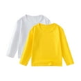 thumbnail image 1 of ZACPNCV 2PC Toddler Boys Solid Color Cotton T Shirt Casual Long Sleeve Crewneck Tees Cute Tops Fall Clothes Yellow 2-3 Years, 1 of 7