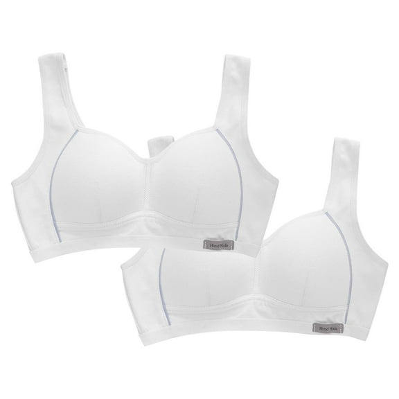 ZACPNCV 2PC Training Bras for Girls 8-15 with Adjustable Straps Tween Sports Seamless Bras with Breathable Removeable Pads White 11-12 Years