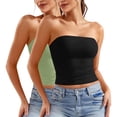 thumbnail image 1 of ZACPNCV 2PC Women's Shapewear Tube Tops Strapless Ruched Built-in Shelf Bra Casual Green 2XL, 1 of 8
