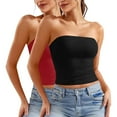 thumbnail image 1 of ZACPNCV 2PC Women's Shapewear Tube Tops Strapless Ruched Built-in Shelf Bra Casual Red M, 1 of 8